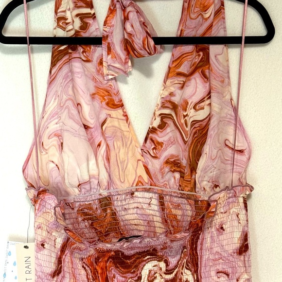 New Sweet Rain Pink Marble Swirl Halter Top. XL - Picture 3 of 5